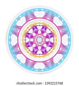 Decorative round frame and floral mandala ornament. Vector illustration. For kitchen decoration.
