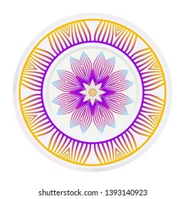 Decorative round frame and floral mandala ornament. Vector illustration. For kitchen decoration.