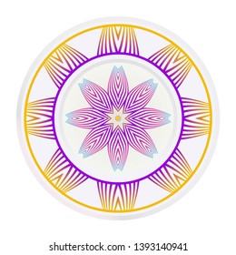 Decorative round frame and floral mandala ornament. Vector illustration. For kitchen decoration.