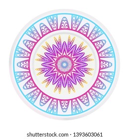 Decorative round frame and floral mandala ornament. Vector illustration. For kitchen decoration.