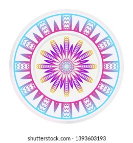 Decorative round frame and floral mandala ornament. Vector illustration. For kitchen decoration.