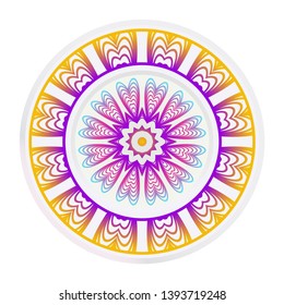 Decorative round frame and floral mandala ornament. Vector illustration. For kitchen decoration.