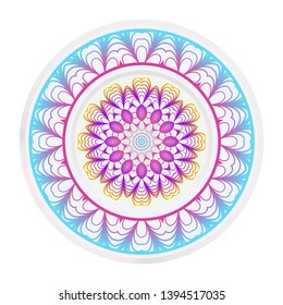 Decorative round frame and floral mandala ornament. Vector illustration. For kitchen decoration.