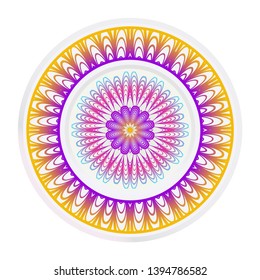 Decorative round frame and floral mandala ornament. Vector illustration. For kitchen decoration.