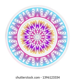 Decorative round frame and floral mandala ornament. Vector illustration. For kitchen decoration.
