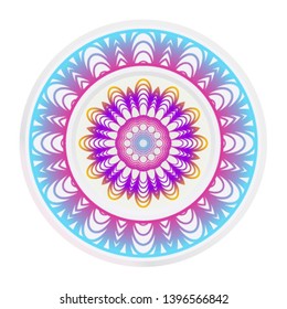 Decorative round frame and floral mandala ornament. Vector illustration. For kitchen decoration.