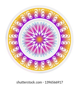 Decorative round frame and floral mandala ornament. Vector illustration. For kitchen decoration.