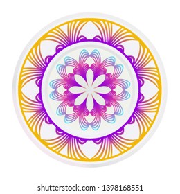Decorative round frame and floral mandala ornament. Vector illustration. For kitchen decoration.