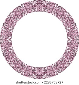Decorative round frame with floral pattern. Elegant element for design in Eastern style, place for text. Floral border. Lace illustration for invitations and greeting cards.