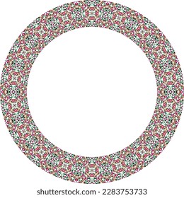 Decorative round frame with floral pattern. Elegant element for design in Eastern style, place for text. Floral border. Lace illustration for invitations and greeting cards.
