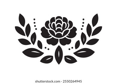 Decorative Round Frame with Flower and Leaves Vector