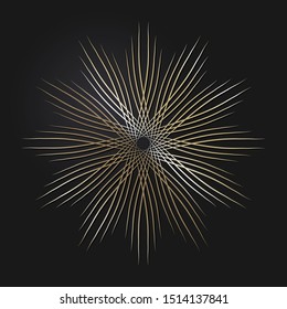 Decorative  round frame with gold abstract floral pattern. Circular ornament. An elegant element for design. Vector.