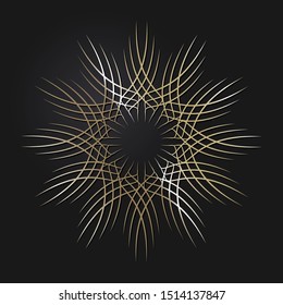 Decorative  round frame with gold abstract floral pattern. Circular ornament. An elegant element for design. Vector.