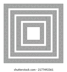 Decorative round frame in Greek style for photo or text. Abstract geometric ornament  isolated on white background. Vintage framework. Vector illustration. EPS 10.