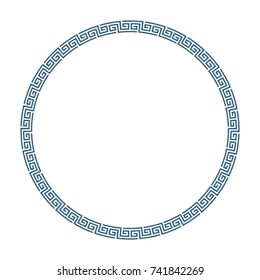 Decorative round frame in Greek style for photo or text. Abstract geometric ornament in the form of a circle, isolated on white background. Vintage framework. Vector illustration. EPS 10.
