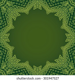 Decorative round frame, green lace