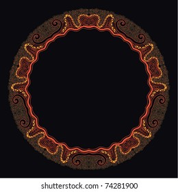 Decorative round frame on black