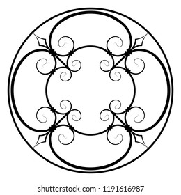 Decorative round frame Wrought iron decor Vector