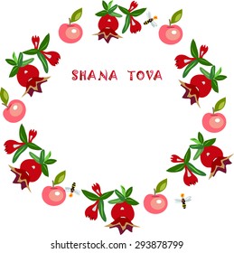 decorative round frame,floral backgroundfor jewish new year rosh hashana.