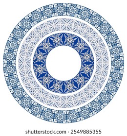 Decorative round frames of various Portuguese azulejo ornaments. Seamless pattern brushes included.