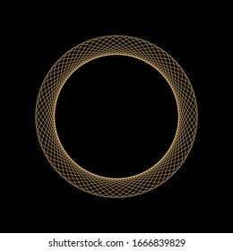 Decorative round gold frame for design. Elegant design element for logos, web, illustrations