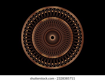 Dekorativer Rundgoldrahmen, Mandala für Design mit Blumenverzierungen. Umrandungsvorlage zum Drucken von Postkarten, Einladungen, Büchern, für Textilien, Gravuren, Holzmöbel, Schmiedearbeiten. Vektorgrafik