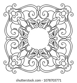 Decorative round lace frames in mandala style. Vector pattern isolated on white