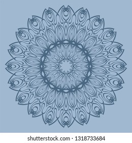 Decorative Round Lace Ornate Mandala. Vintage Vector Pattern For Print. Pastel color.