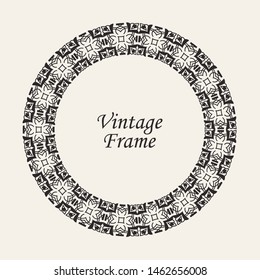 Decorative round modern art deco frame. Template for design. Elegant vector element with place for text. Vintage ornate border. Lace illustration for invitations and greeting cards