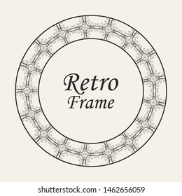 Decorative round modern art deco frame. Template for design. Elegant vector element with place for text. Vintage ornate border. Lace illustration for invitations and greeting cards