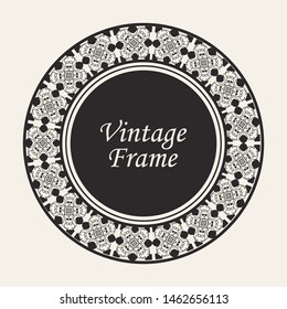 Decorative round modern art deco frame. Template for design. Elegant vector element with place for text. Vintage ornate border. Lace illustration for invitations and greeting cards