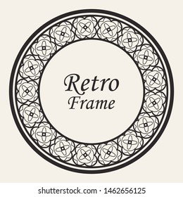 Decorative round modern art deco frame. Template for design. Elegant vector element with place for text. Vintage ornate border. Lace illustration for invitations and greeting cards