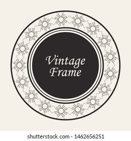 Decorative round modern art deco frame. Template for design. Elegant vector element with place for text. Vintage ornate border. Lace illustration for invitations and greeting cards
