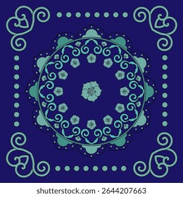 Decorative round ornament. Abstract mandala pattern, blooming koleidoscope theme. Great for corporate, business and decoration