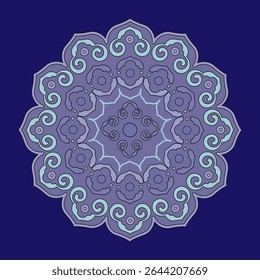 Decorative round ornament. Abstract mandala pattern, blooming koleidoscope theme. Great for corporate, business and decoration