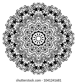 Decorative round ornament. Anti-stress therapy pattern. Vector illustration for design