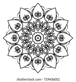 Decorative round ornament. Anti-stress therapy pattern. Hand drawn vector frame design.