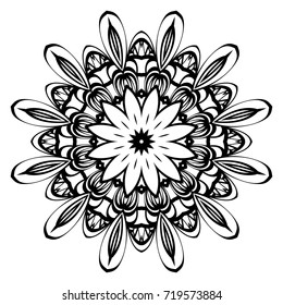 Decorative round ornament. Anti-stress therapy pattern. Hand drawn vector frame design.