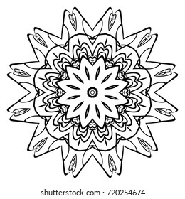 Decorative round ornament. Anti-stress therapy pattern. Hand drawn vector frame design.