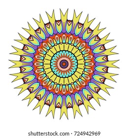 Decorative round ornament. Anti-stress therapy pattern. Hand drawn vector frame design.