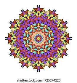 Decorative round ornament. Anti-stress therapy pattern. Hand drawn vector frame design.