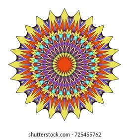 Decorative round ornament. Anti-stress therapy pattern. Hand drawn vector frame design.