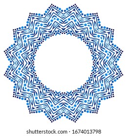 Decorativo adorno redondo. Tapa cerámica. Patrón para platos o platos. Motivos islámicos, indios, árabes. Diseño de patrones de porcelana. Borde de adorno floral abstracto. Ilustración de material vectorial