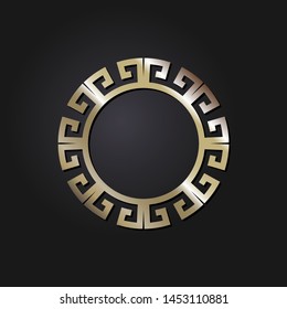 Decorative round ornament with Chinese pattern. Circle frame. Template for printing cards, invitations, books, textiles, engraving, wooden furniture, forging. Vector.