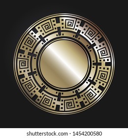 Decorative round ornament with Chinese pattern. Circle frame. Template for printing cards, invitations, books, textiles, engraving, wooden furniture, forging. Vector.