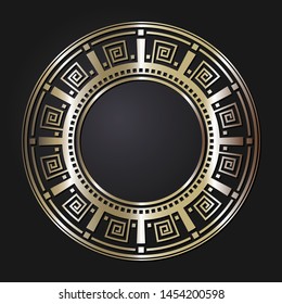 Decorative round ornament with Chinese pattern. Circle frame. Template for printing cards, invitations, books, textiles, engraving, wooden furniture, forging. Vector.