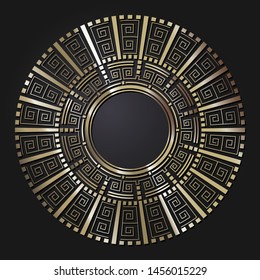 Decorative round ornament with Chinese pattern. Circle frame. Template for printing cards, invitations, books, textiles, engraving, wooden furniture, forging. Vector.