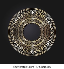 Decorative round ornament with Chinese pattern. Circle frame. Template for printing cards, invitations, books, textiles, engraving, wooden furniture, forging. Vector.