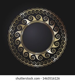 Decorative round ornament with Chinese pattern. Circle frame. Template for printing cards, invitations, books, textiles, engraving, wooden furniture, forging. Vector.