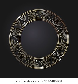 Decorative round ornament with Chinese pattern. Circle frame. Template for printing cards, invitations, books, textiles, engraving, wooden furniture, forging. Vector.
